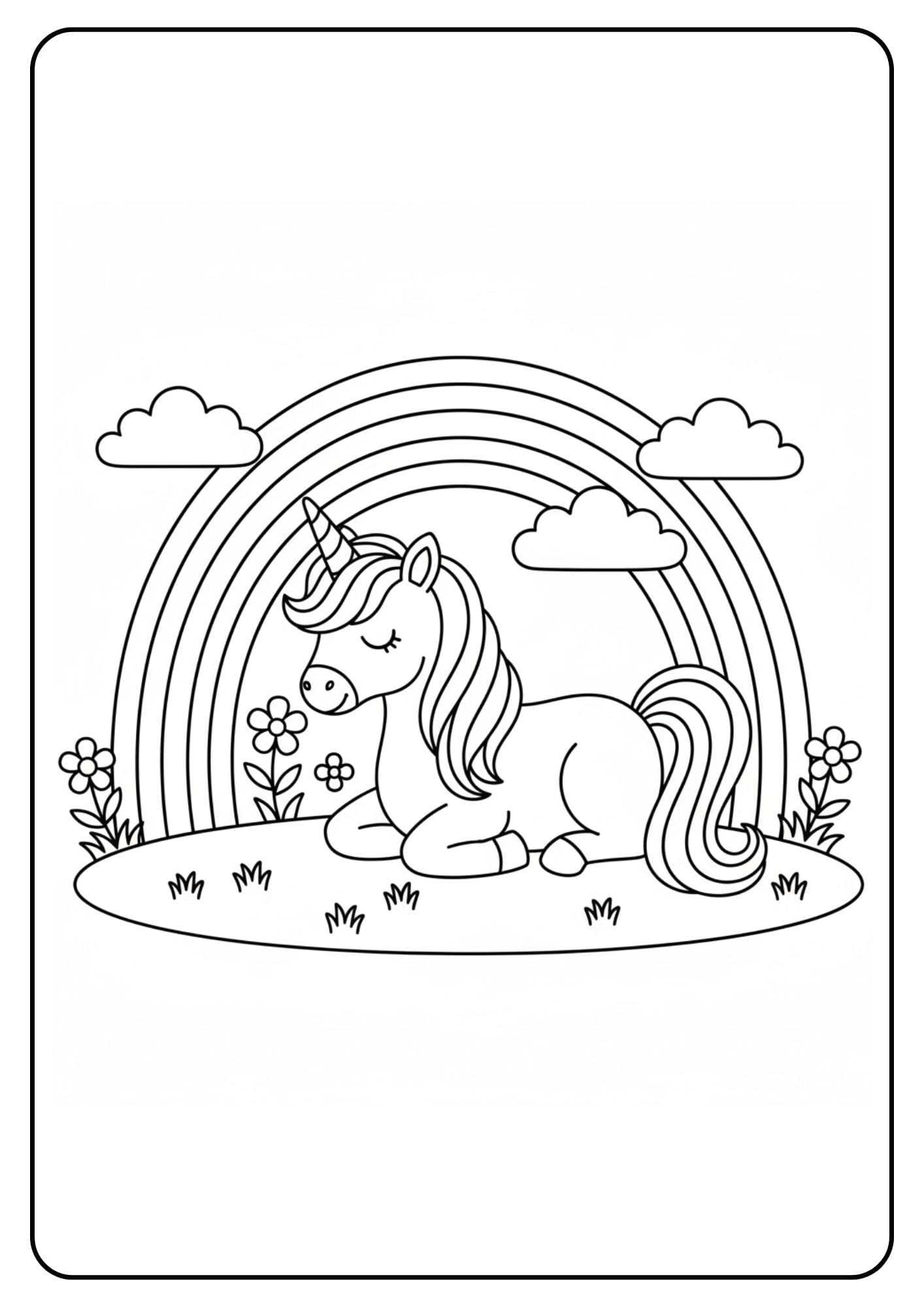 Cute Unicorn Coloring Page Rest