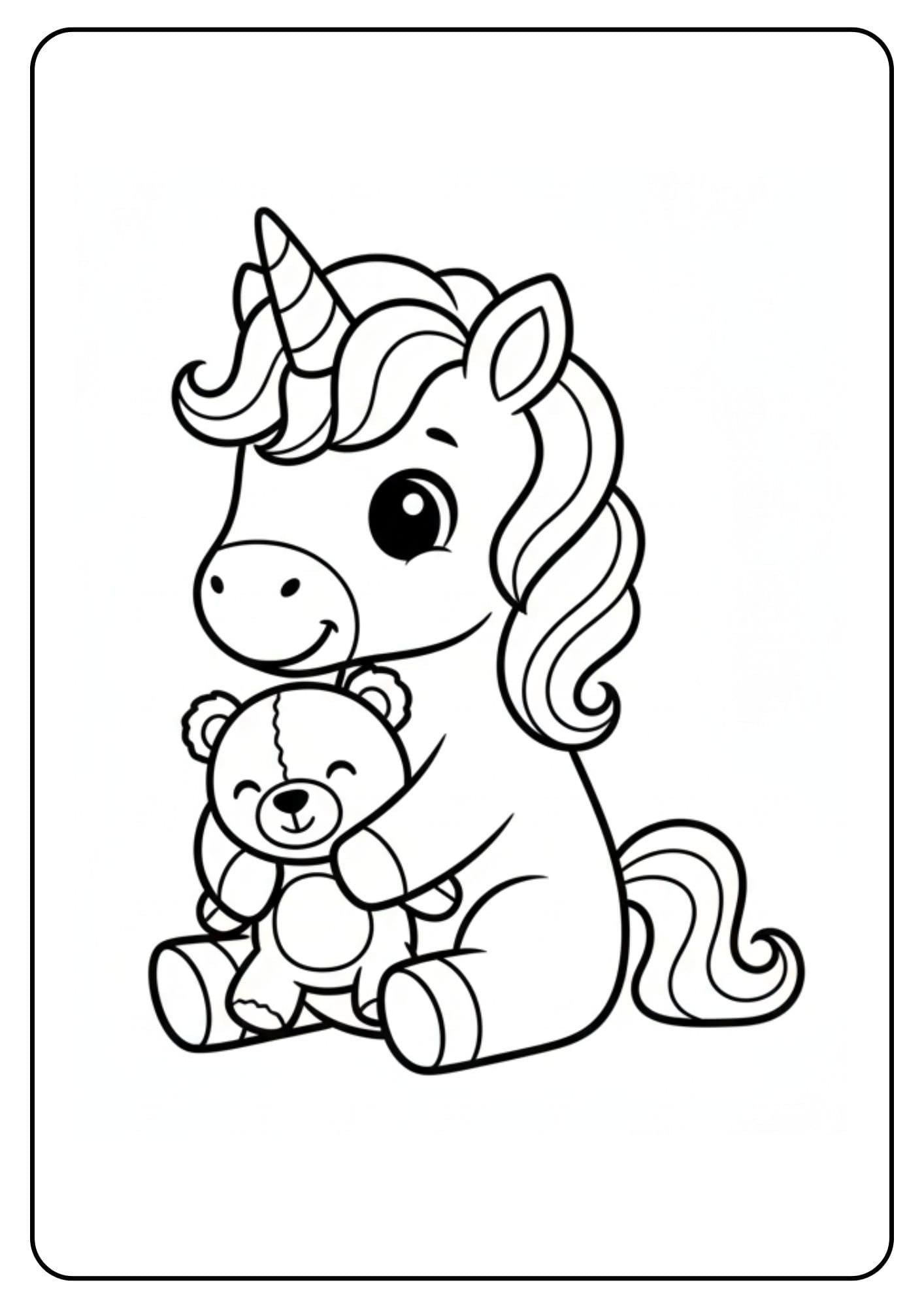 Cute Unicorn Coloring Page Toy