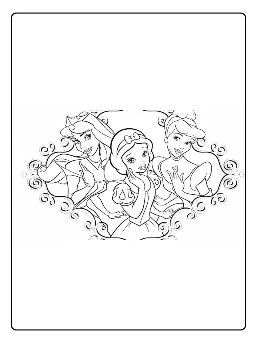 Disney Princesses Group Princess Coloring Pages