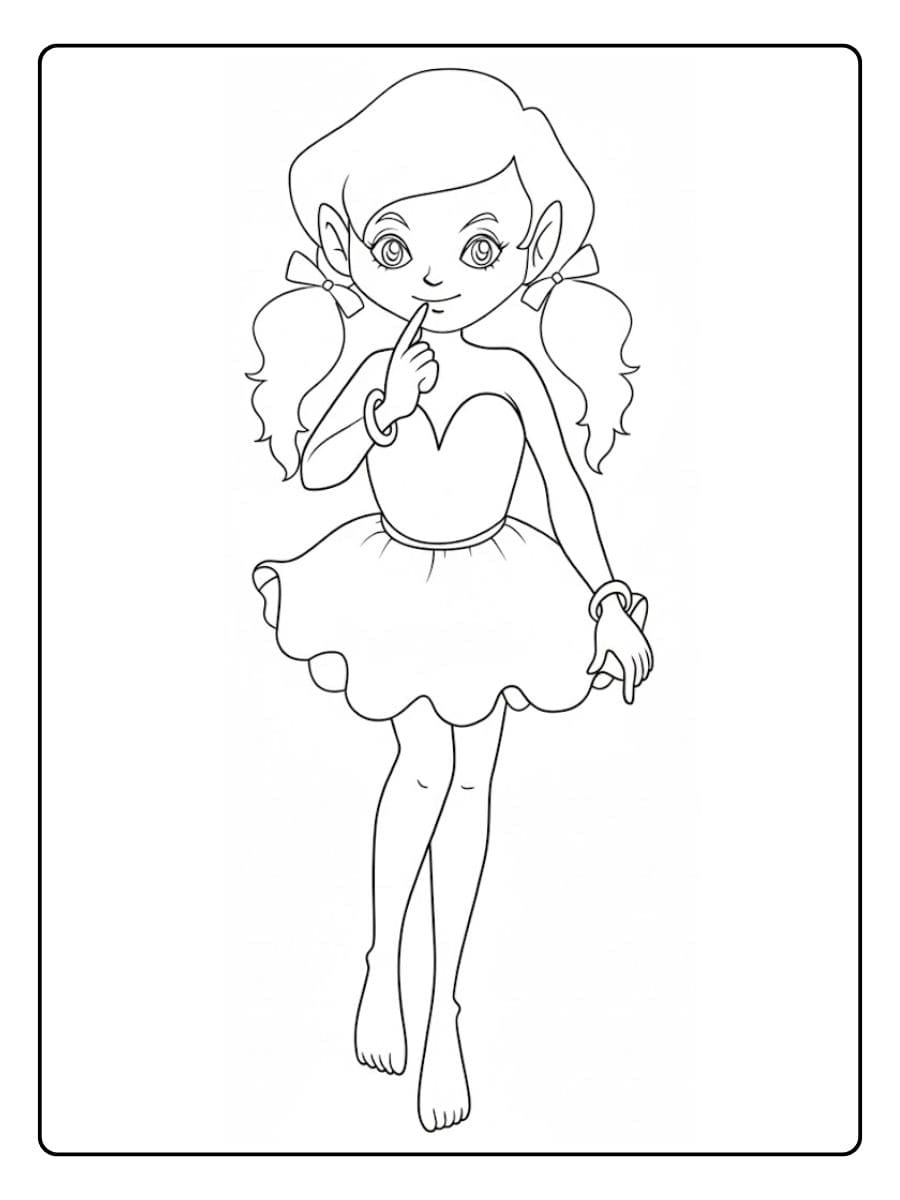 Elegant Princess Outline Free Printable Coloring Pages for Barbie Fans