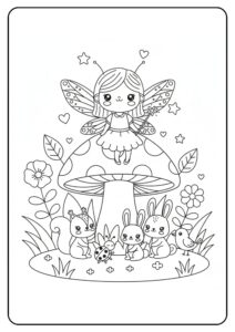 Fairy on Toadstool Coloring Page