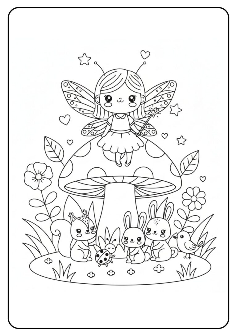 Fairy on Toadstool Coloring Page