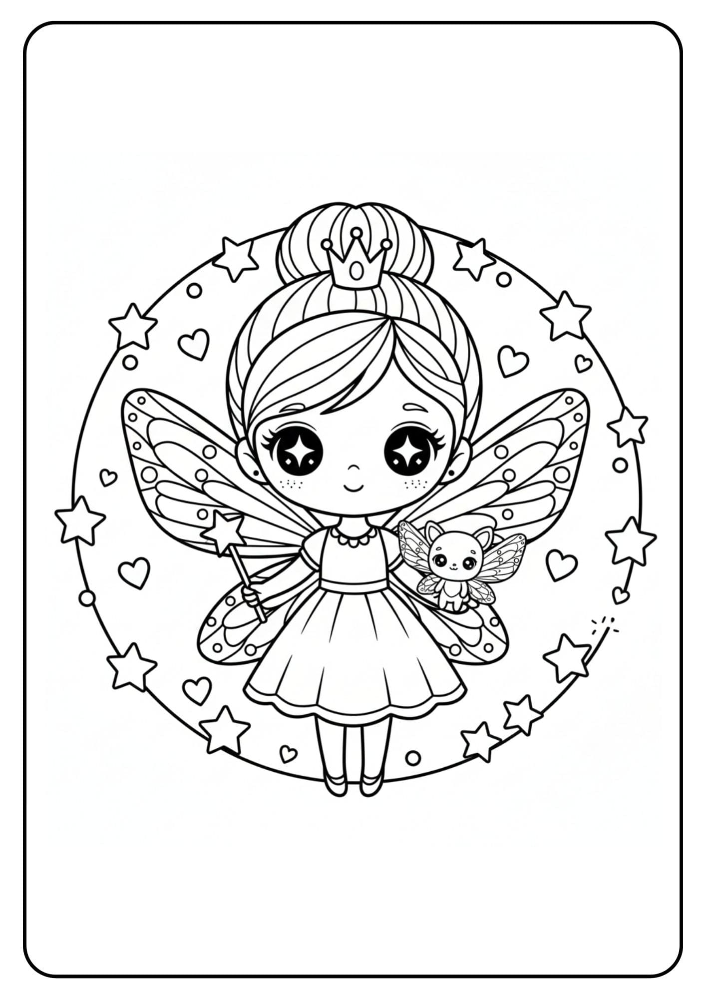 Fairy with Pet Coloring Page