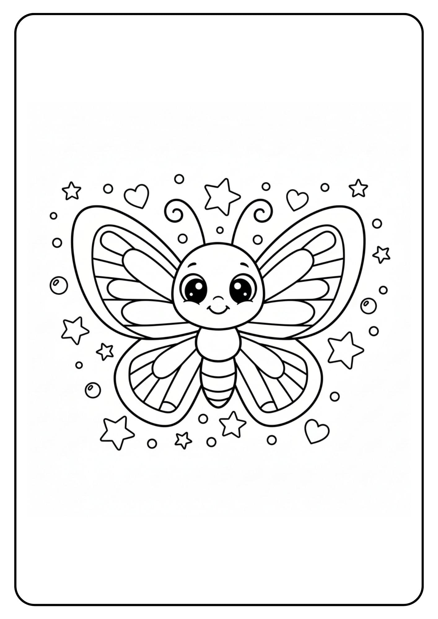 Flying Cute Butterfly Coloring Page