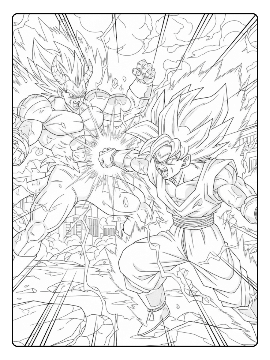 Goku Coloring Pages – Goku Fighting Villain