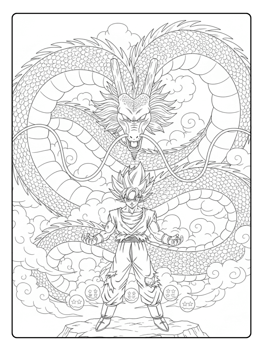 Goku Coloring Pages – Goku and Shenron