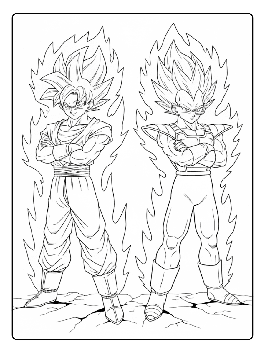 Goku Coloring Pages – Goku and Vegeta