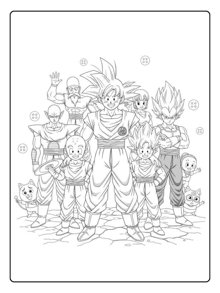 Goku Coloring Pages – Goku with Friends