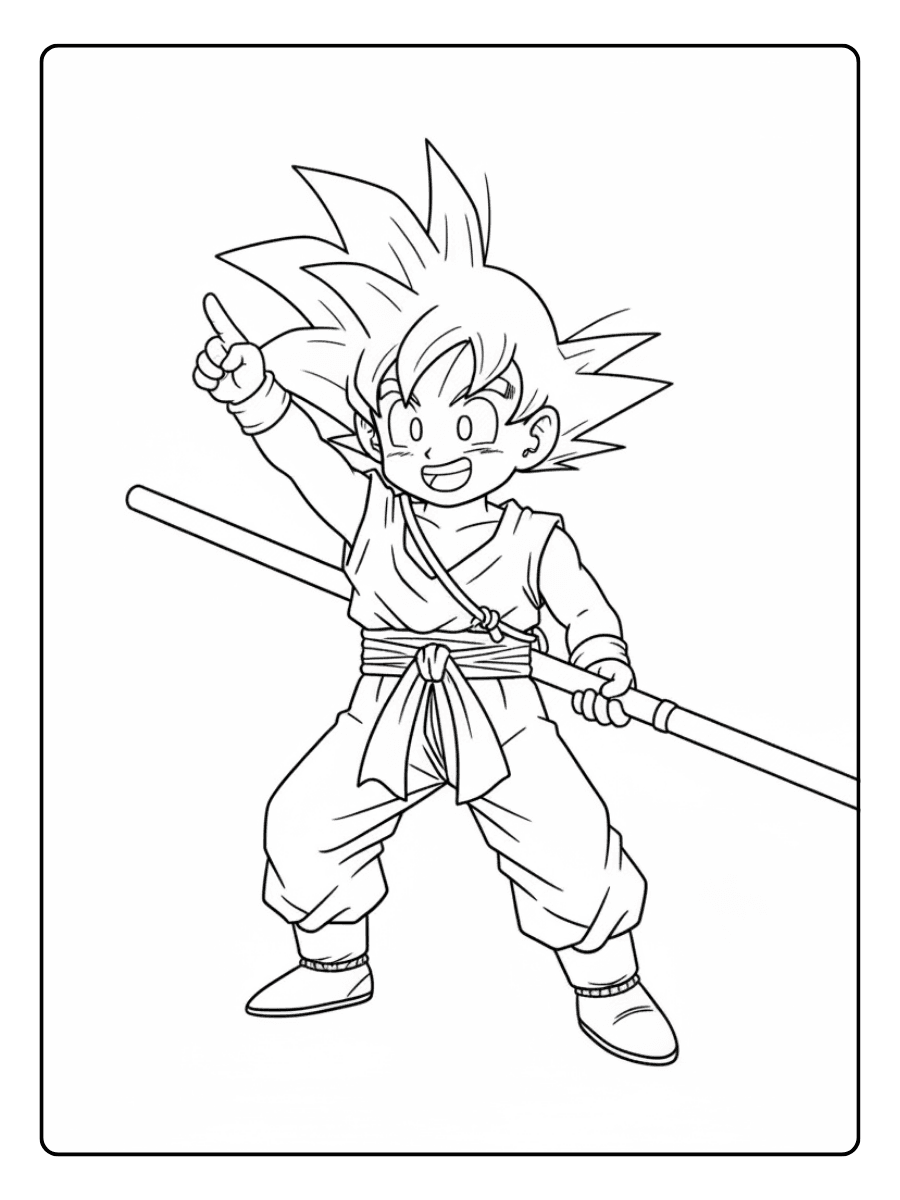 Goku Coloring Pages – Kid Goku Adventure Pose
