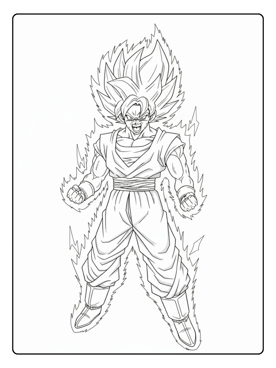 Goku Coloring Pages – Super Saiyan Goku Angry