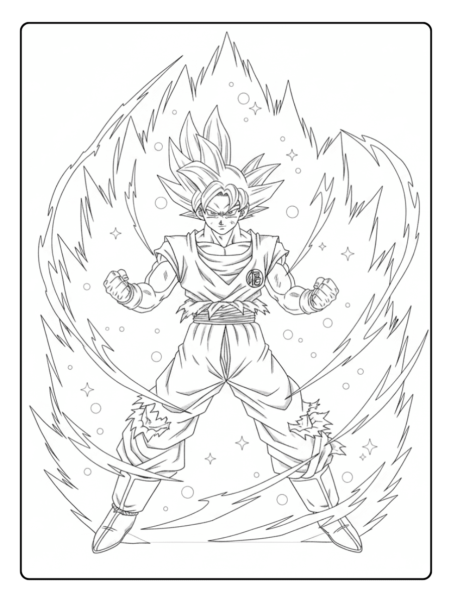 Goku Coloring Pages – Ultra Instinct Goku Aura