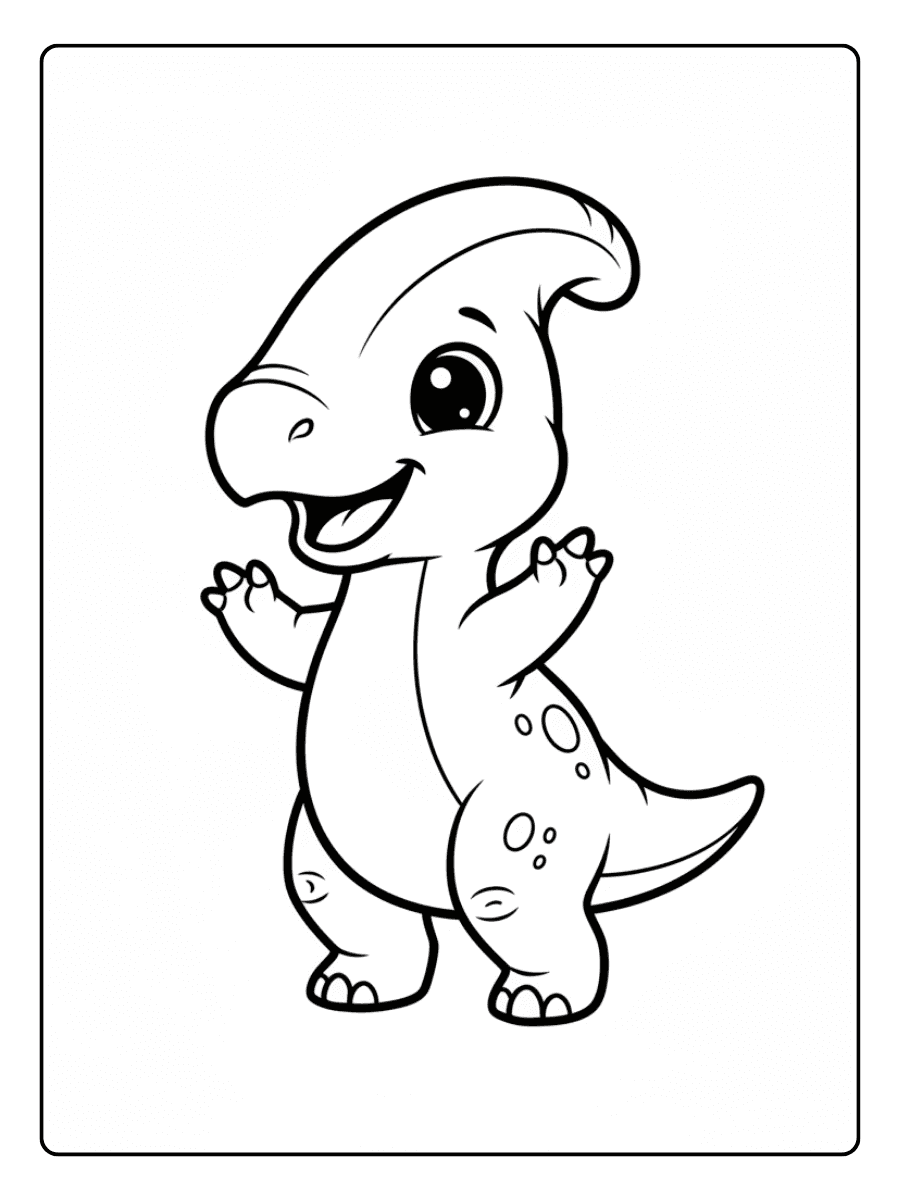 Happy Parasaurolophus Cute Dinosaur Coloring Pages