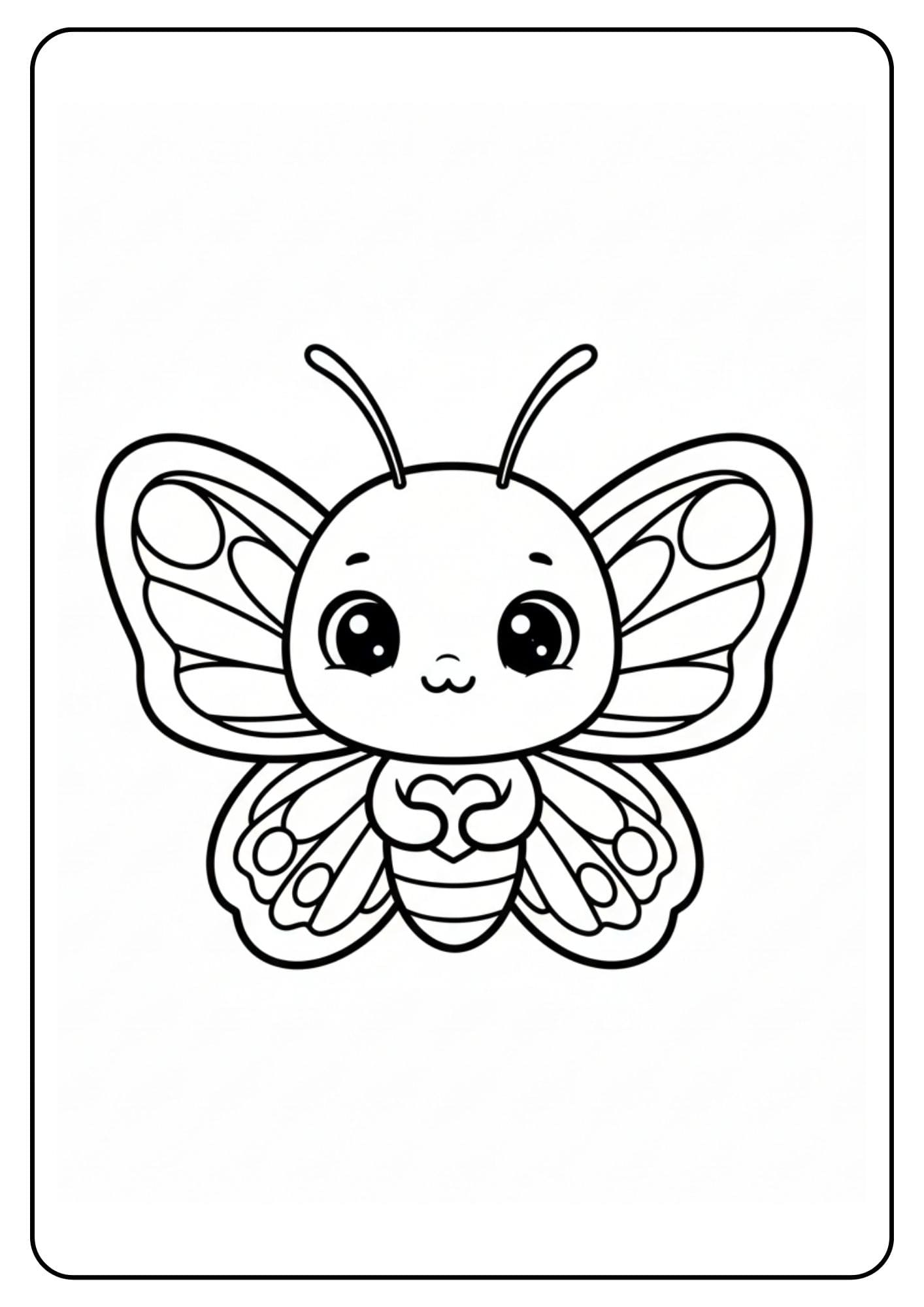Heart Holding Cute Butterfly Coloring Page