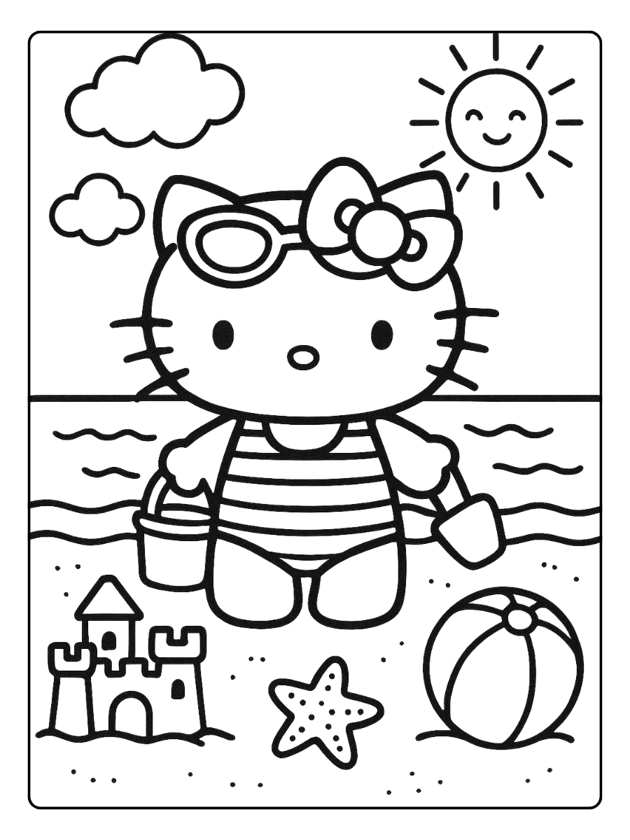 Hello Kitty Birthday Party – Cute Hello Kitty Coloring Page (2)