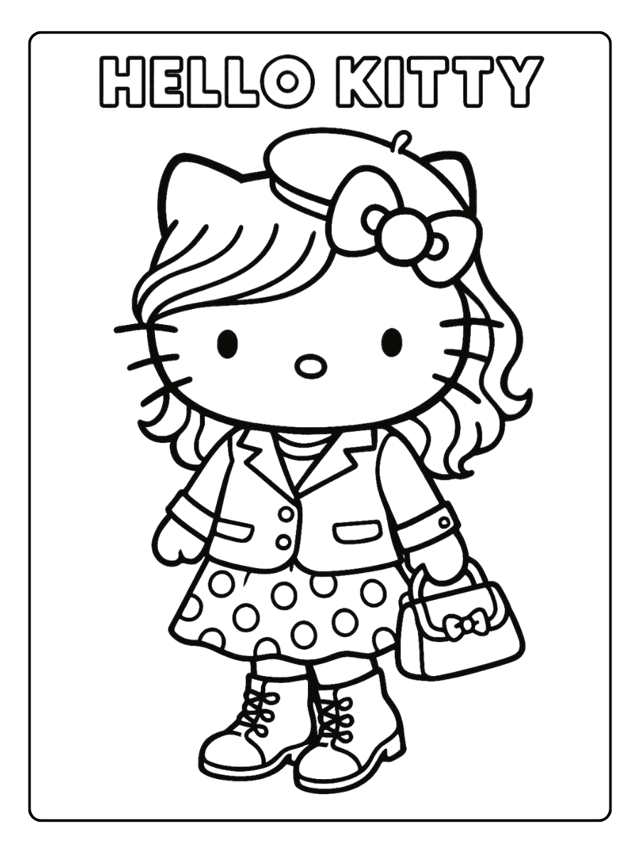 Hello Kitty Fashion Style – Cute Hello Kitty Coloring Page