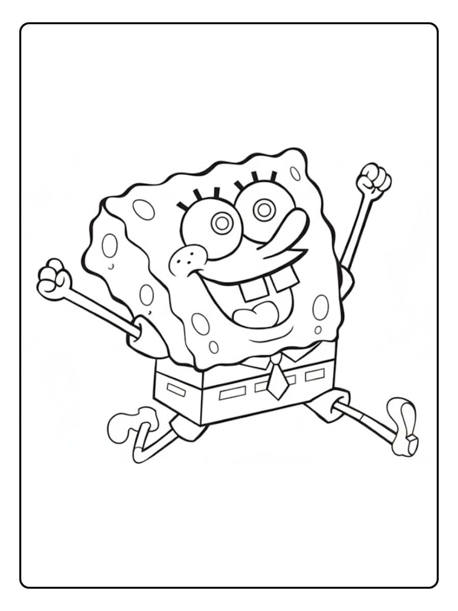 Jumping Spongebob Coloring Page Outline