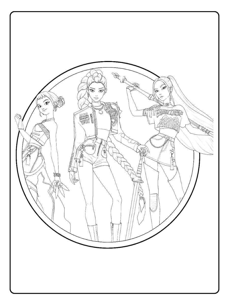 Kpop Demon Hunters Coloring Pages Fashionable Fighter
