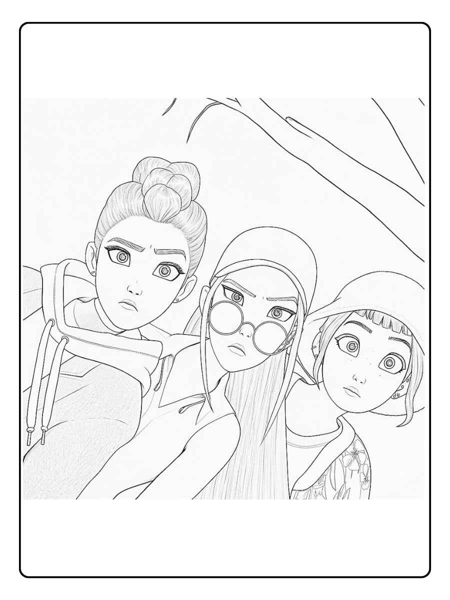 Kpop Demon Hunters Coloring Pages Fierce Hunter Pose