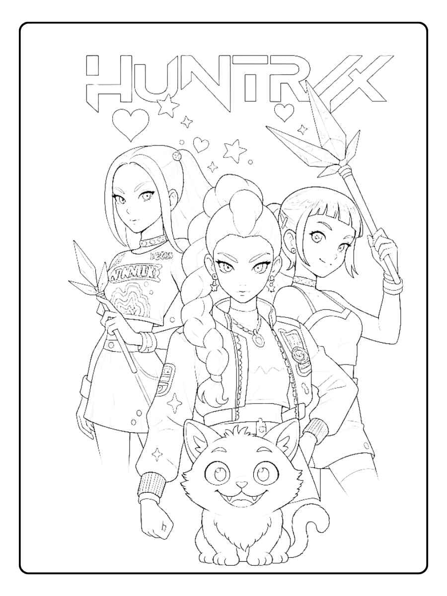 Kpop Demon Hunters Coloring Pages Team Pose