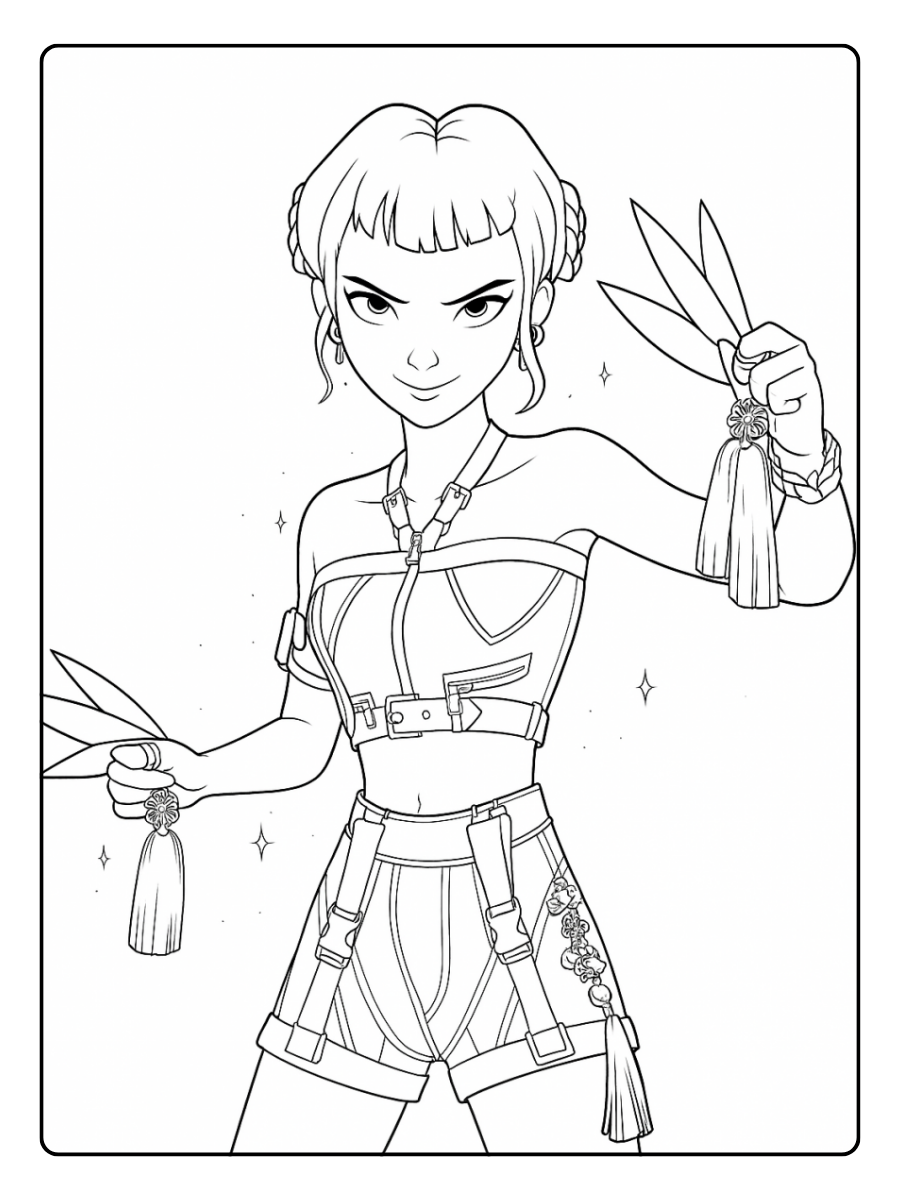 Kpop Demon Hunters Coloring Pages Zoey Cute