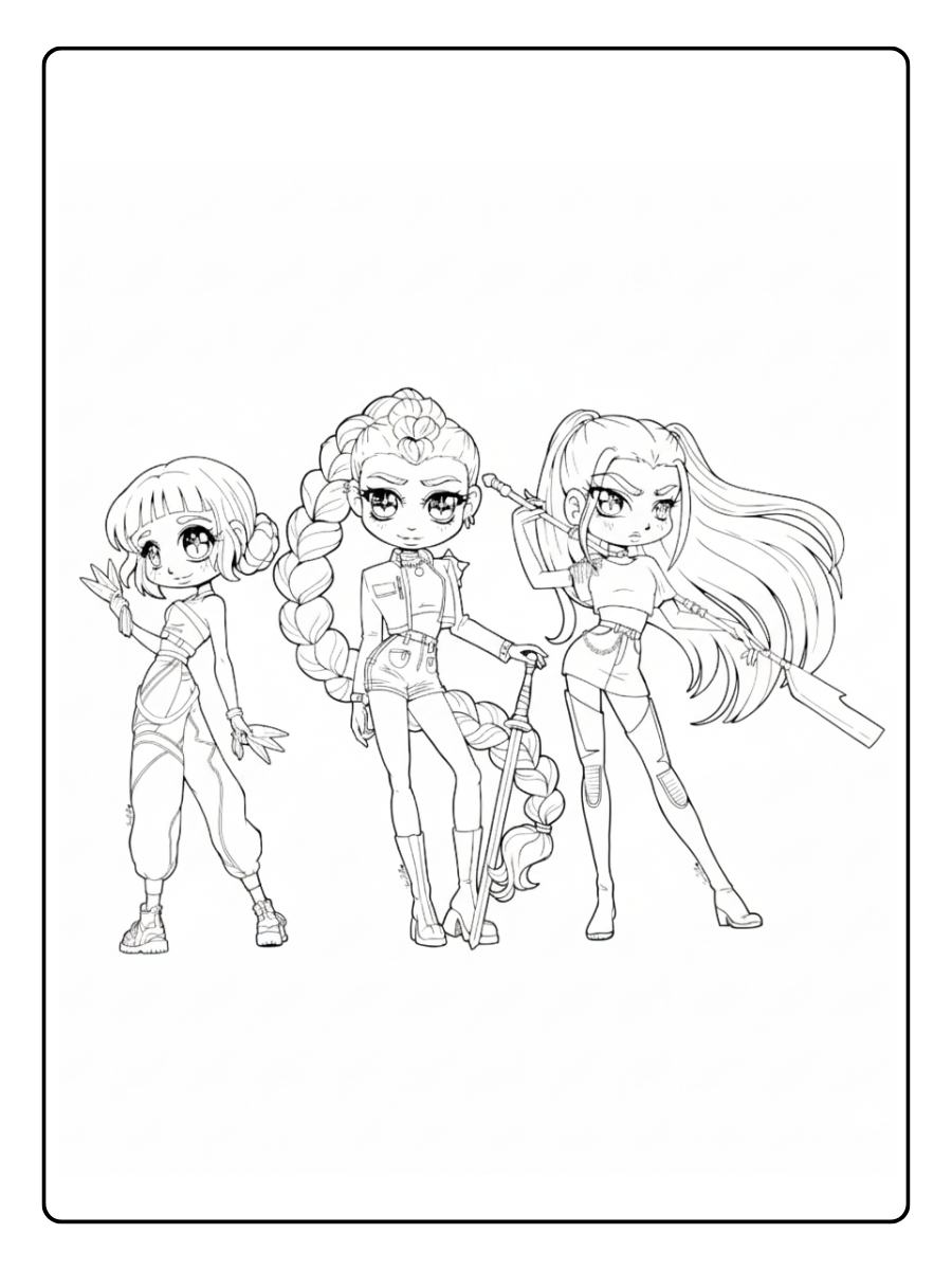 Kpop Demon Hunters Coloring Pages – Chibi Kpop Demon Hunter
