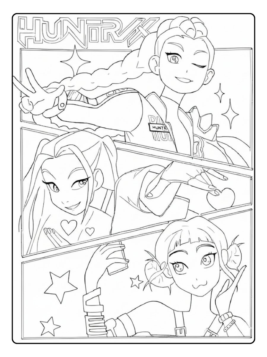 Kpop Demon Hunters Coloring Pages – Cute Idol Hunter Smile