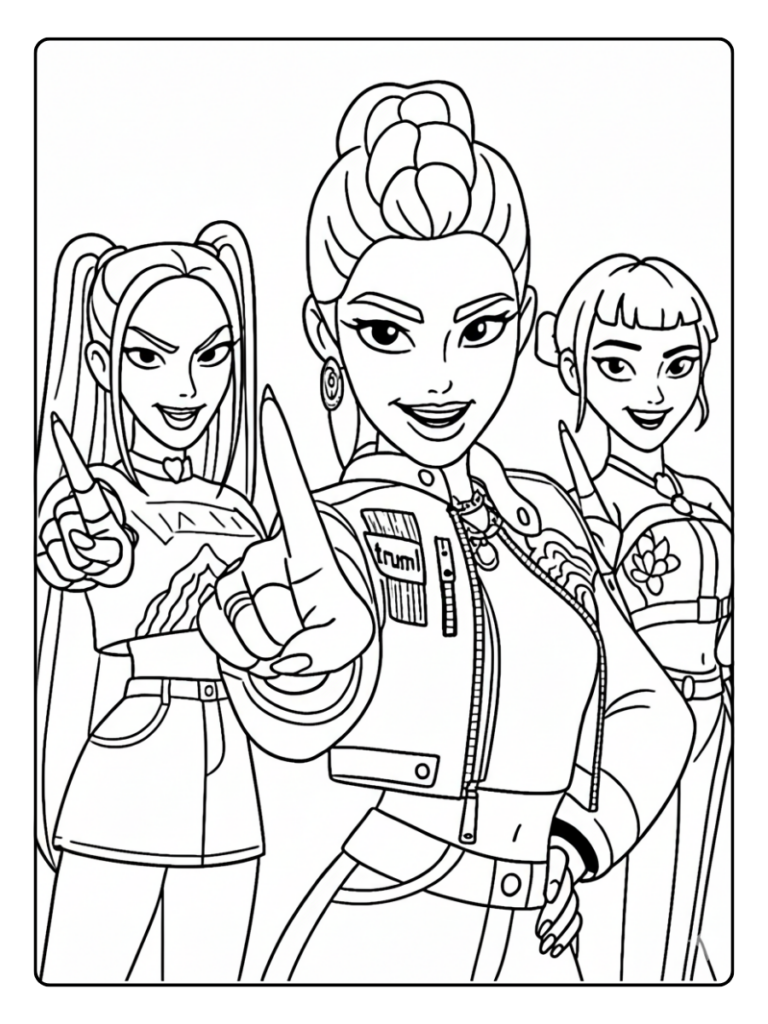 Kpop Demon Hunters Coloring Pages – Demon Hunter Idol Girl