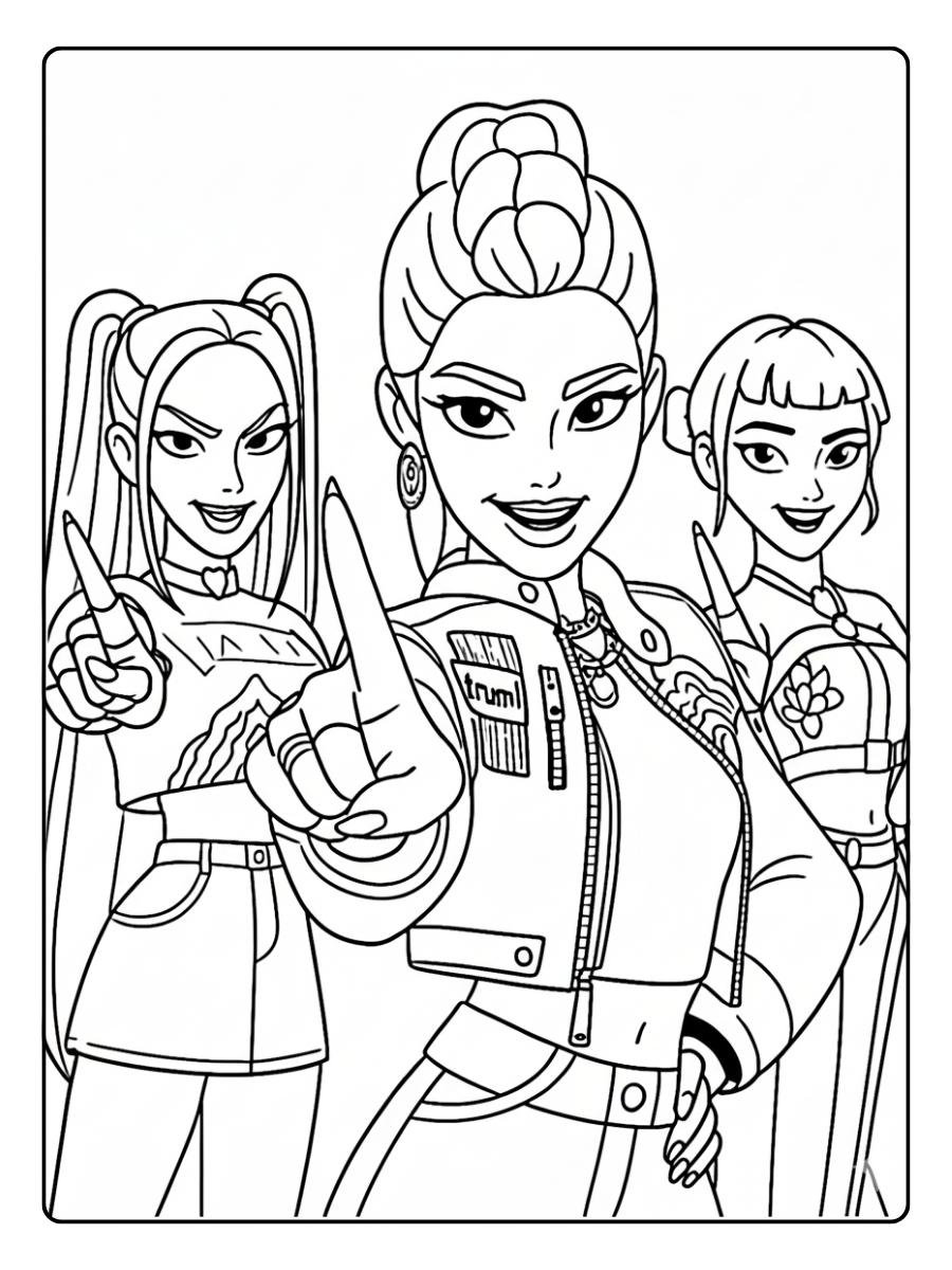Kpop Demon Hunters Coloring Pages – Demon Hunter Idol Girl Kpop Demon Hunters Coloring Pages – Demon Hunter Idol Girl