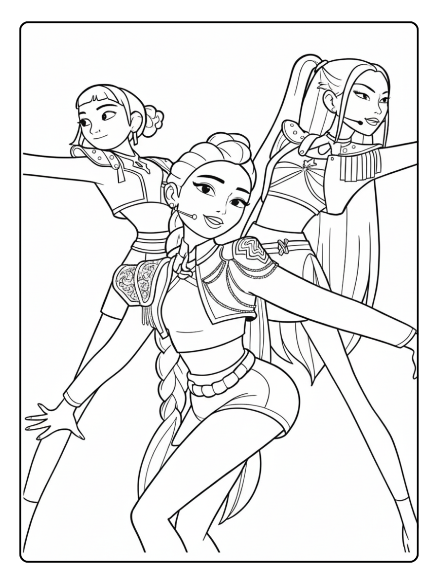 Kpop Demon Hunters Coloring Pages – Demon Hunters Performing