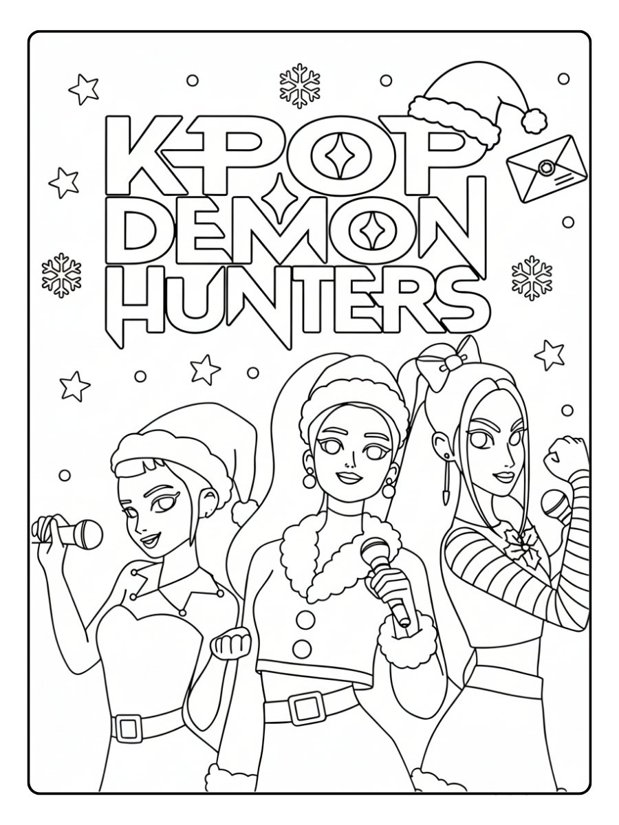 Kpop Demon Hunters Coloring Pages – Huntrix Christmas Party