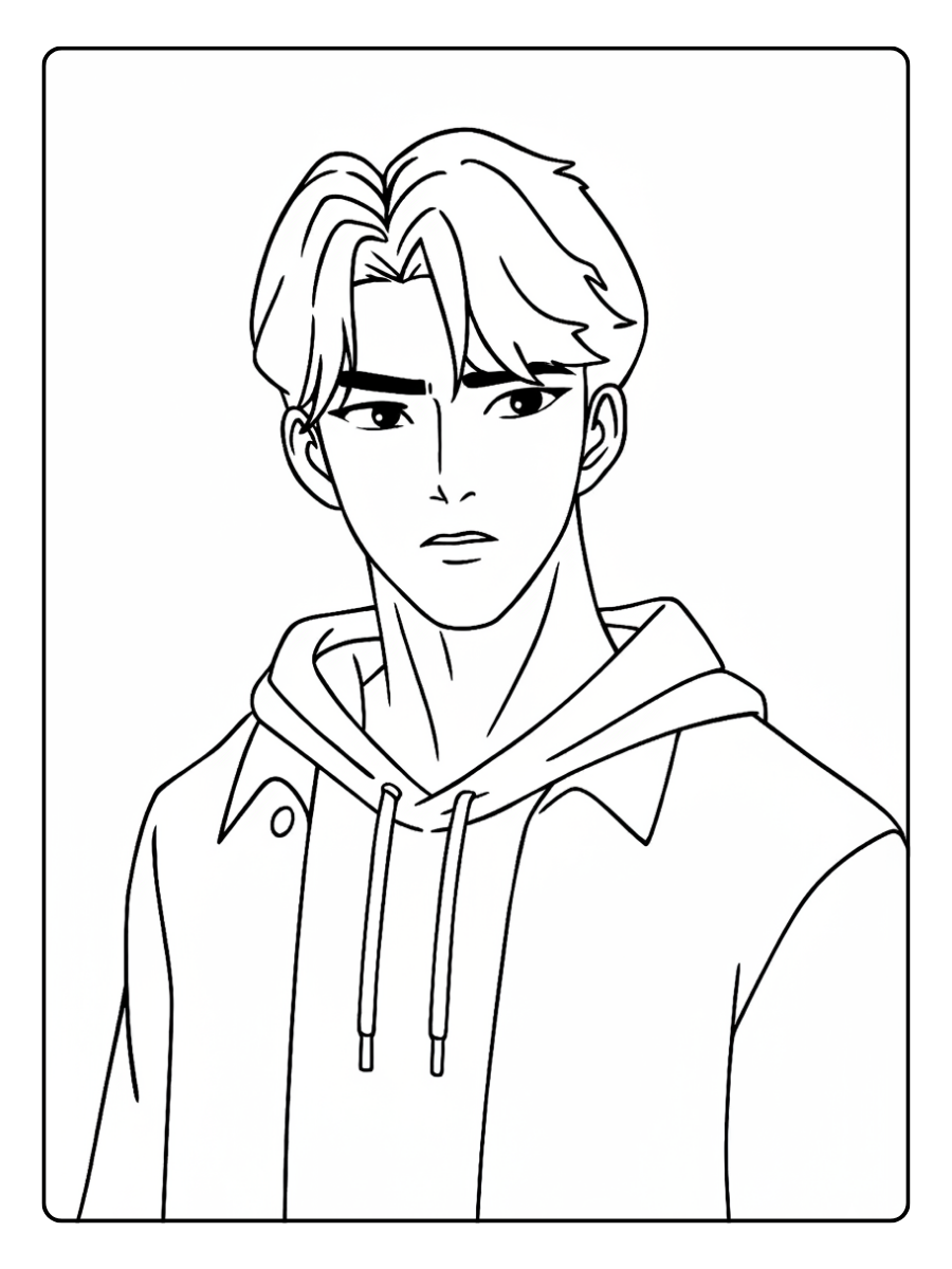 Kpop Demon Hunters Coloring Pages – Jinu is handsome