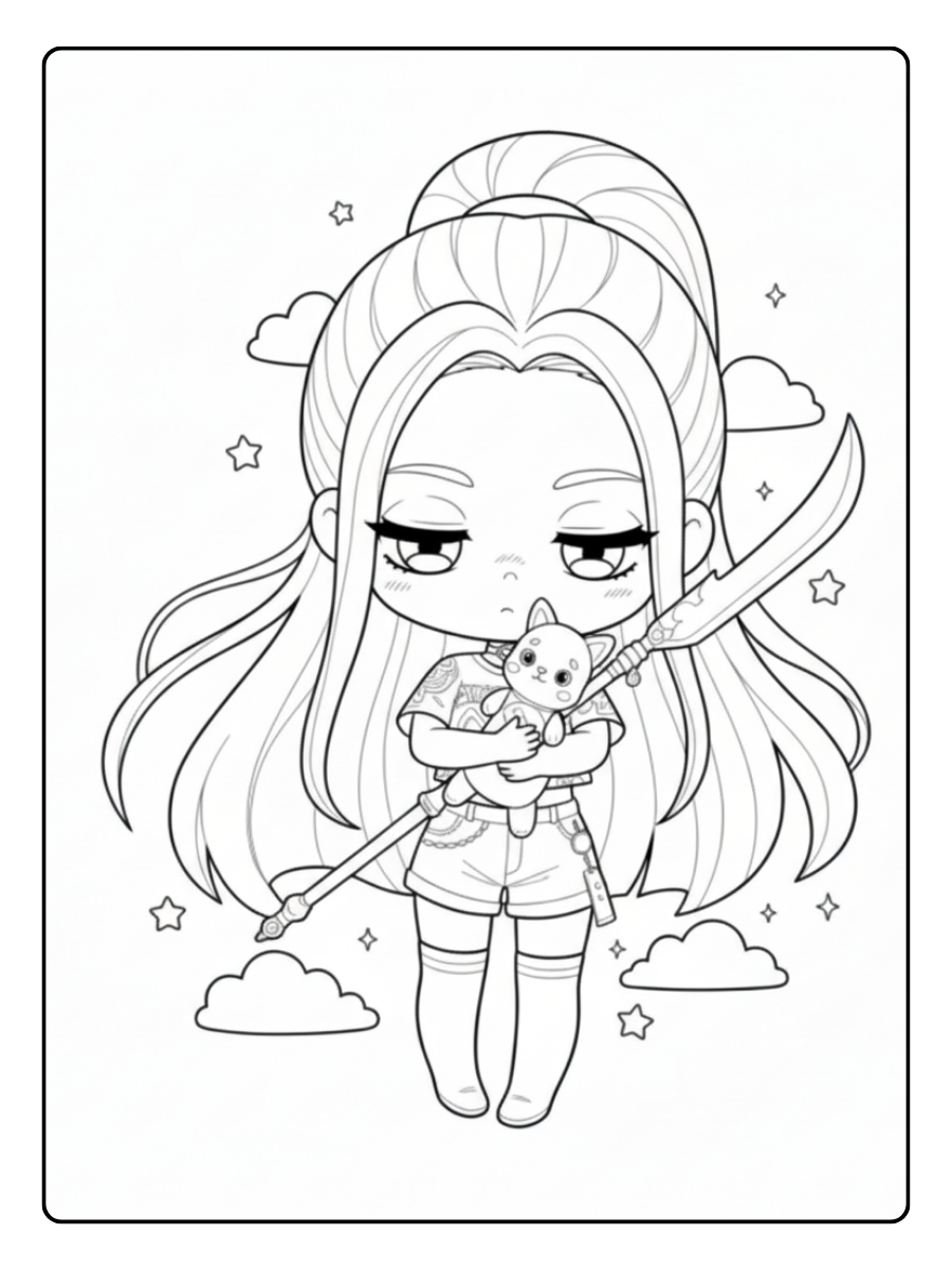 Kpop Demon Hunters Coloring Pages – Kawaii Demon Hunter Idol