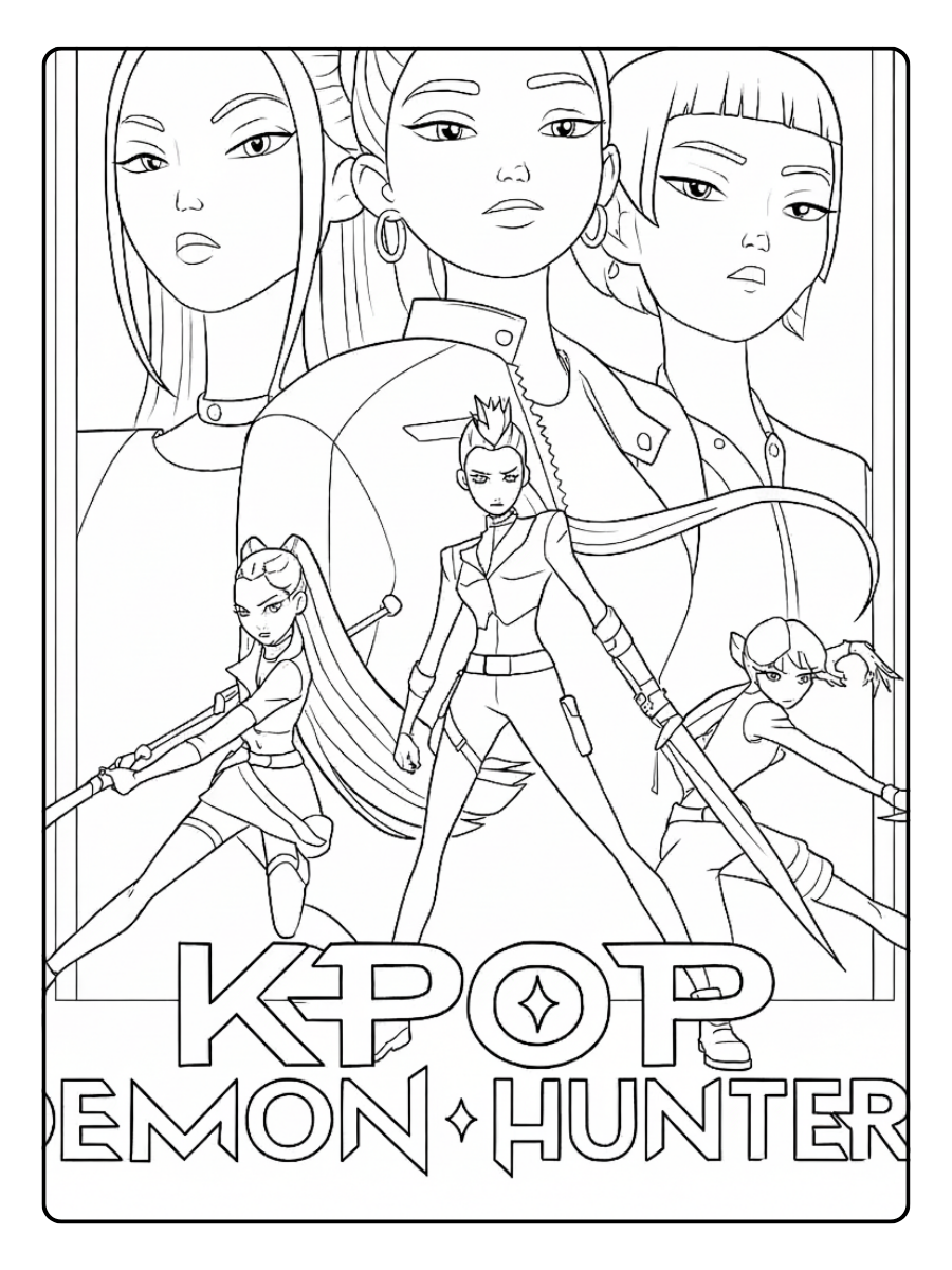Kpop Demon Hunters Coloring Pages – Kpop Hunter Transformation