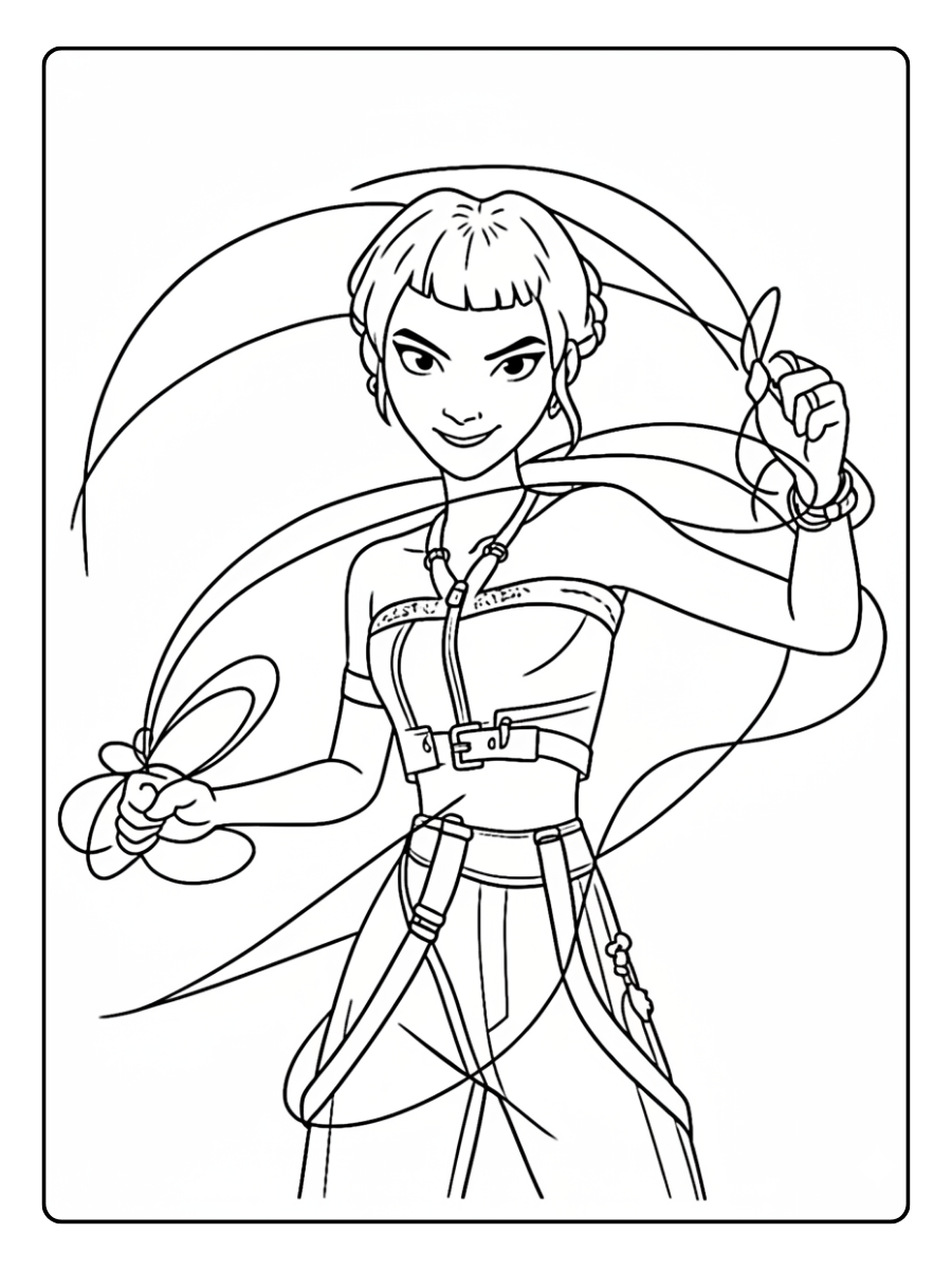 Kpop Demon Hunters Coloring Pages – Zoey Power Awakening Scene