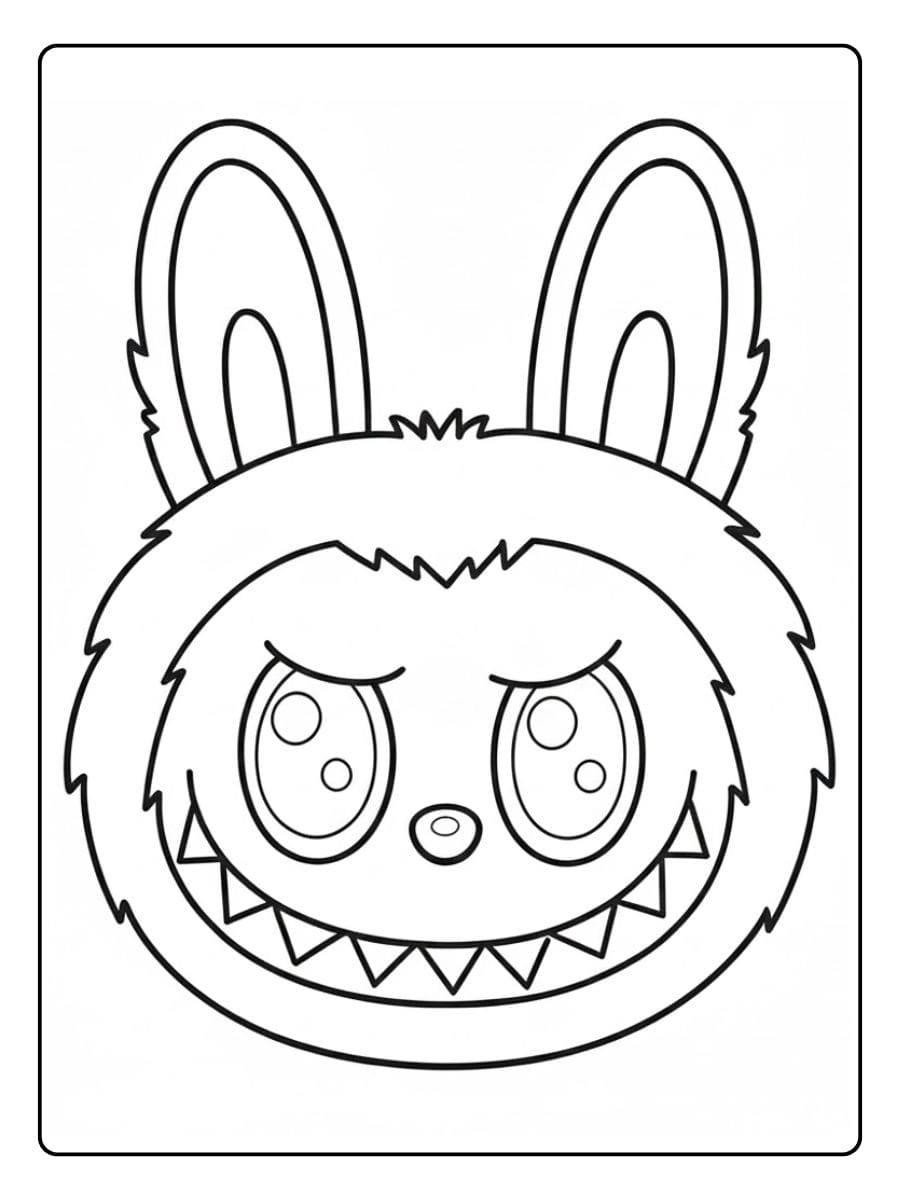 Labubu Coloring Pages Waving Monster Outline