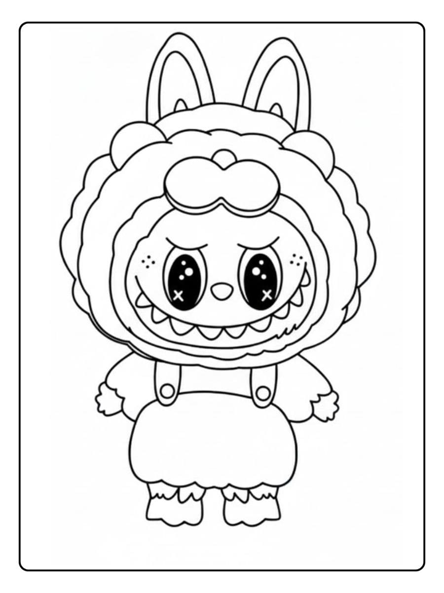 Labubu Coloring Pages in Bee Costume