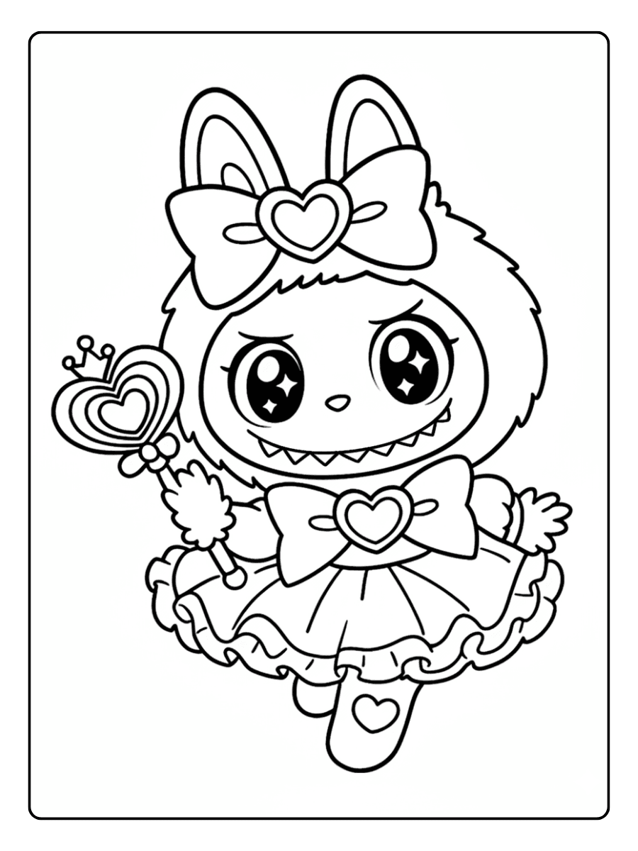 Labubu Coloring Pages – Labubu as a magical girl
