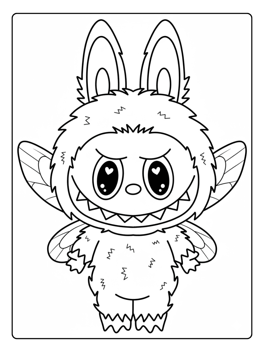 Labubu Coloring Pages – Labubu with Fairy Wings