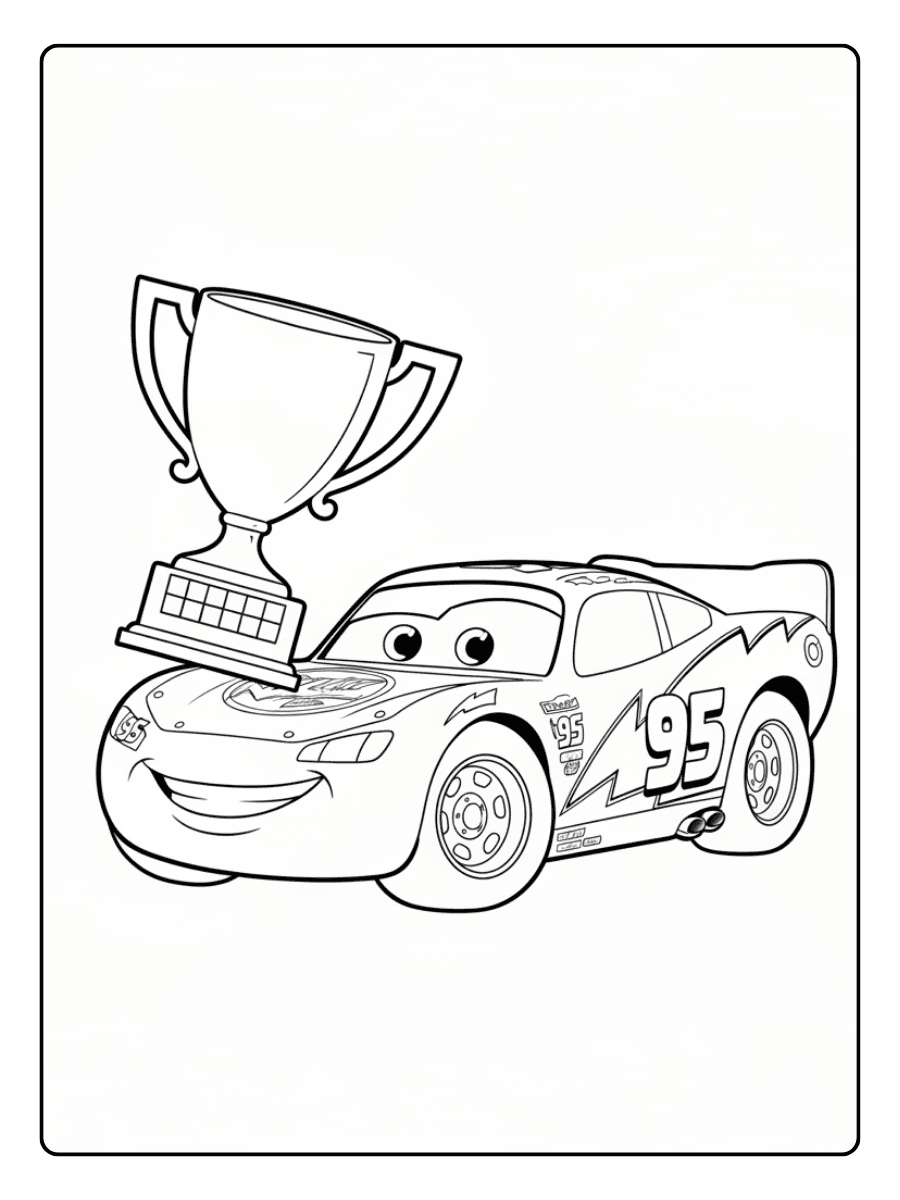 Lightning McQueen Coloring Pages – Lightning McQueen Champion Cup