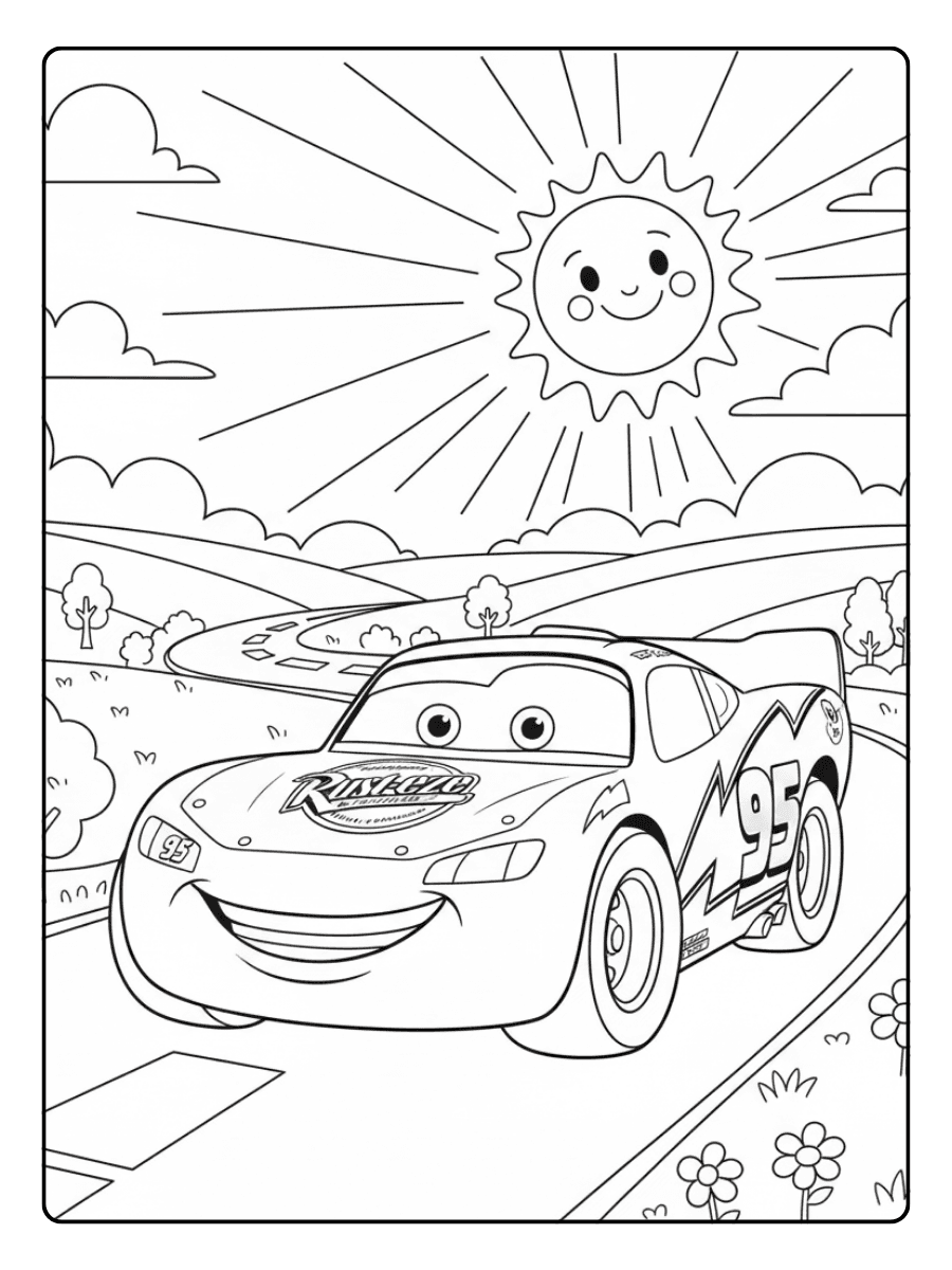 Lightning McQueen Coloring Pages – Lightning McQueen Happy Day