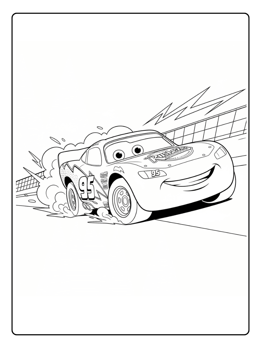 Lightning McQueen Coloring Pages – Lightning McQueen Racing Pose