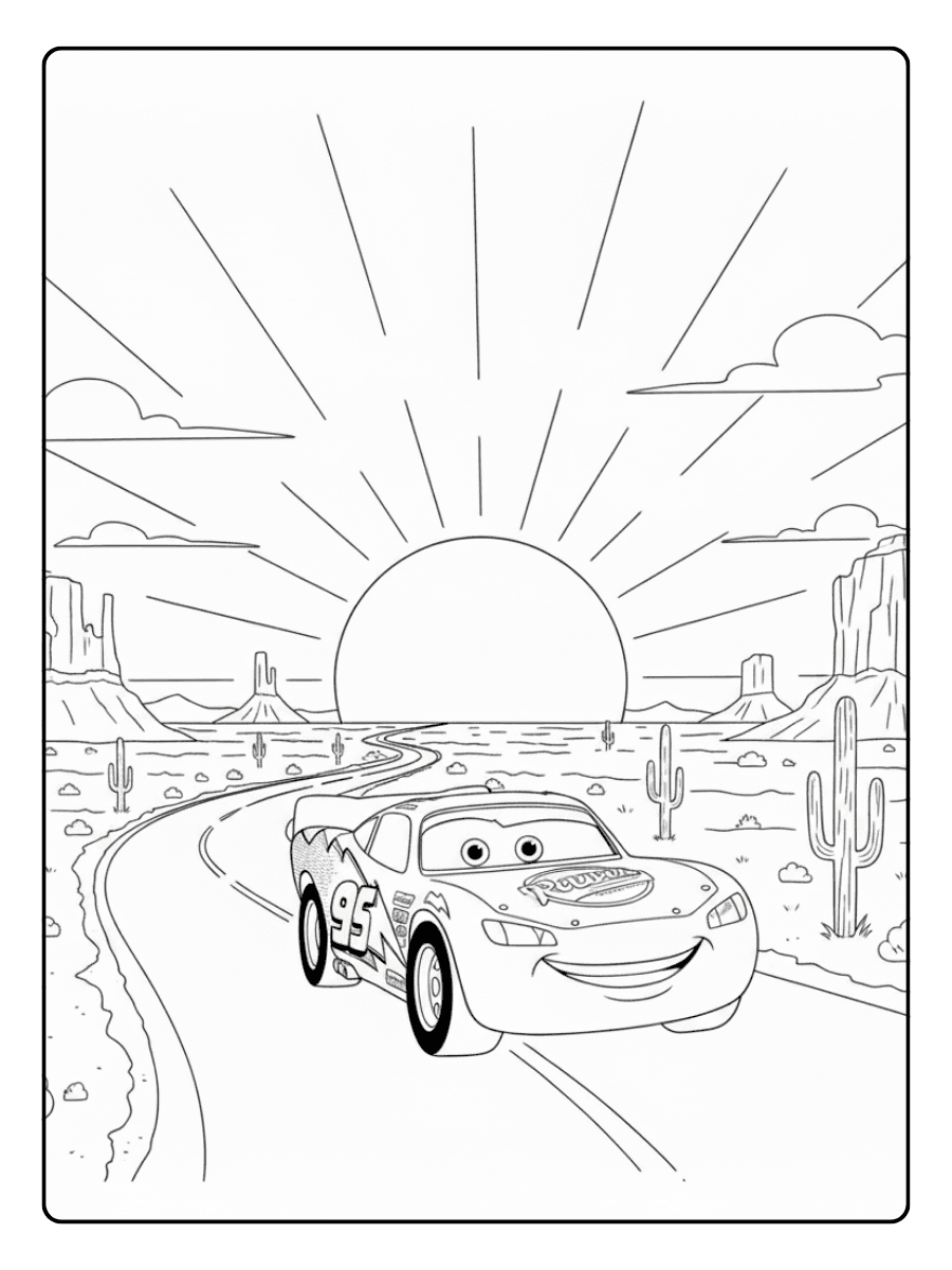 Lightning McQueen Coloring Pages – Lightning McQueen Sunset Drive