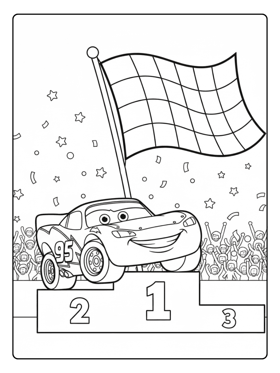 Lightning McQueen Coloring Pages – Lightning McQueen Victory Pose