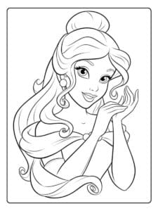 Little Belle Coloring Pages with Curly Hair