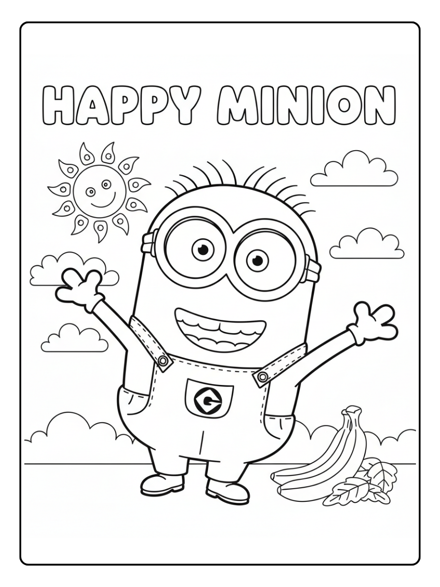 Minion Coloring Pages – Happy Minion