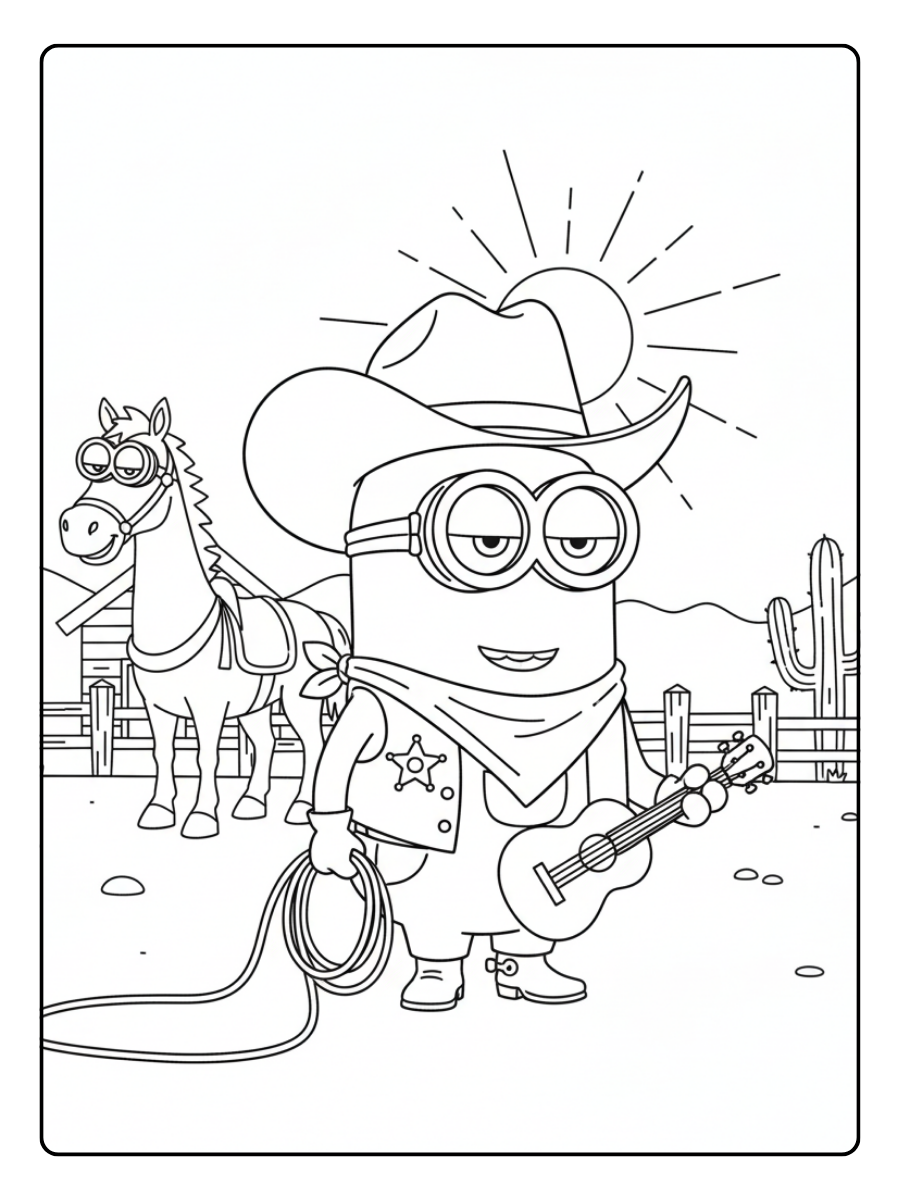 Minion Coloring Pages – Minion Cowboy