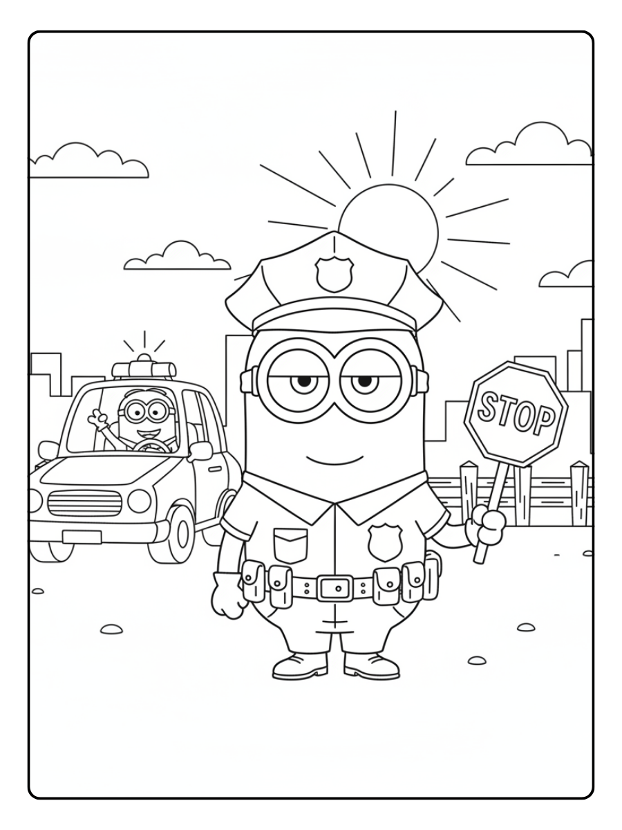 Minion Coloring Pages – Minion Police Officer