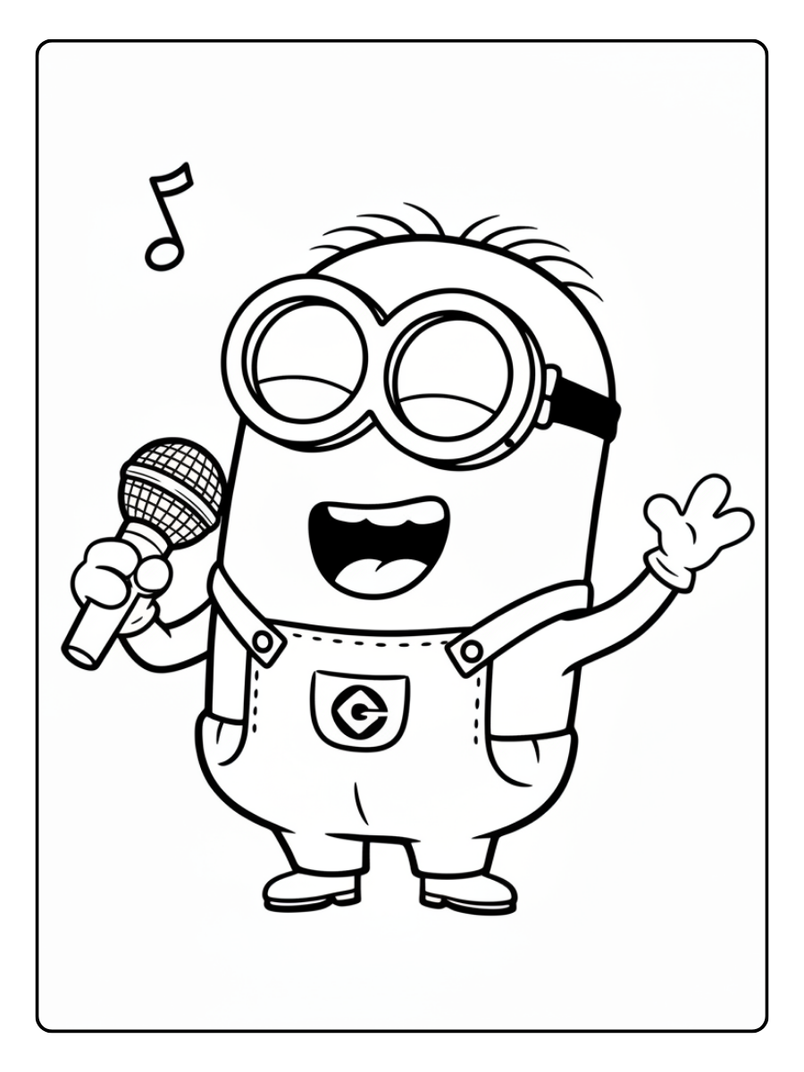 Minion Coloring Pages – Minion Singing