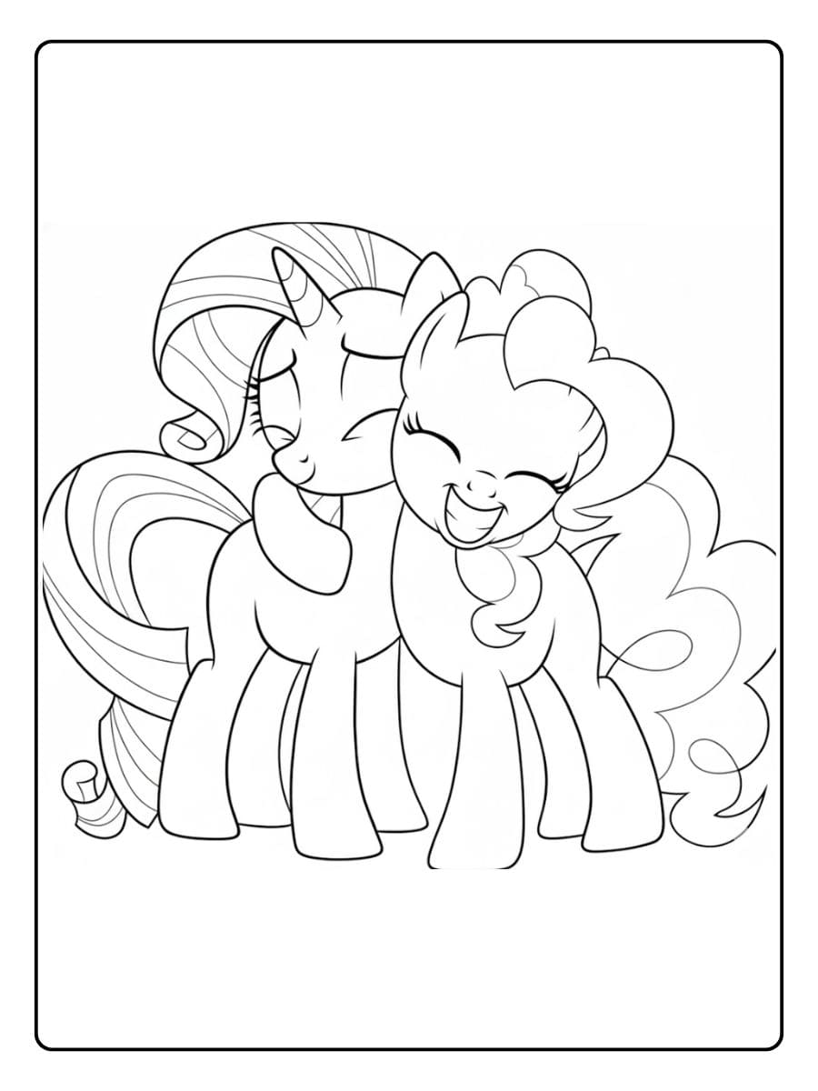 My Little Pony Coloring Pages Rarity and Pinkie Pie Hug