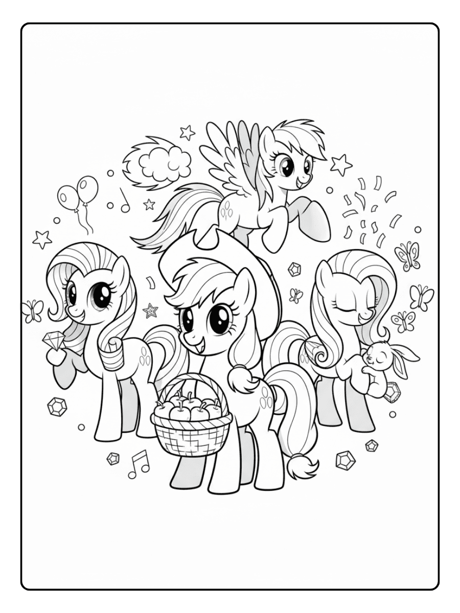 My Little Pony Coloring Pages – Pony Friends Together